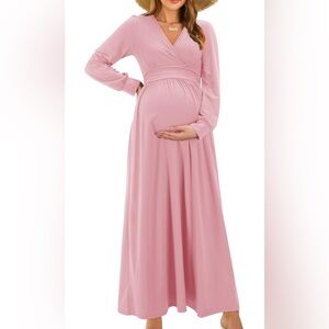 Elegant Pink Maternity Dress